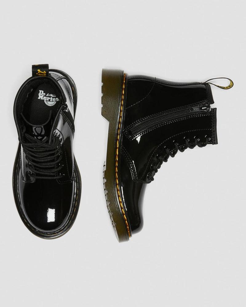 Kids' Dr Martens Junior 1460 Patent Leather Lace Up Boots Black | AU 685RVD